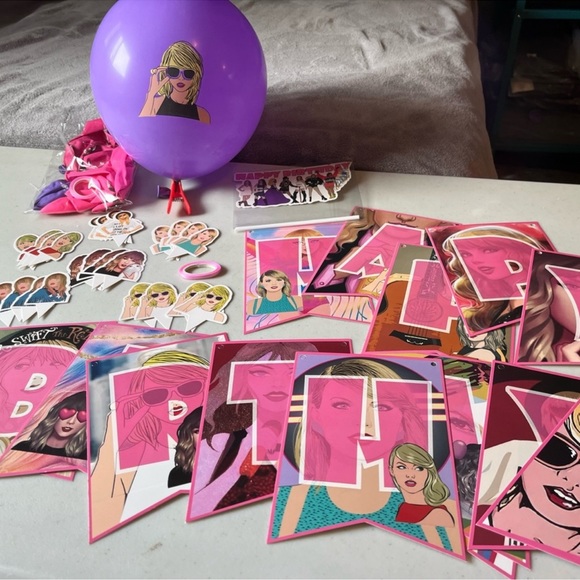 Taylor Swift Party Supplies Birthday Banner Cake Topper Cupcake Balloons Swiftie - Picture 2 of 8